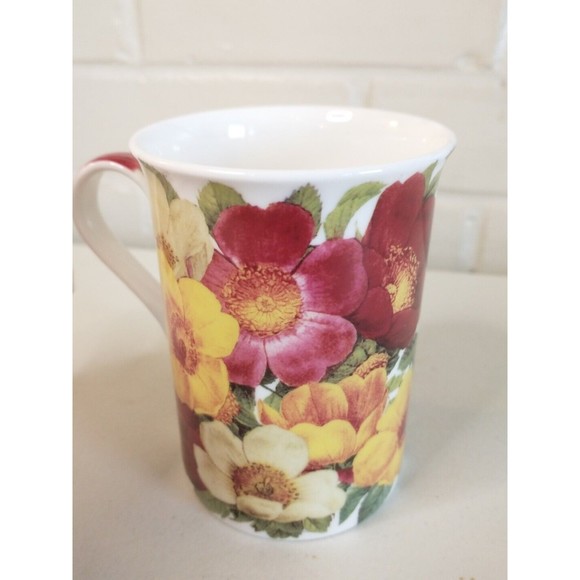 Stechcol Gracie Bone China Floral Mug Coffee Tea Cup 4" Tall - Picture 6 of 8